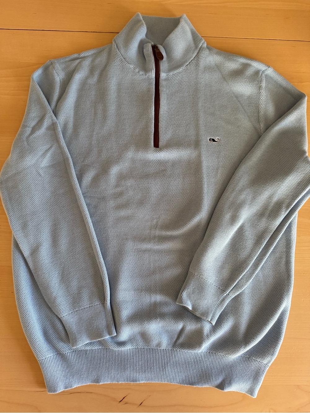 Vineyard Vines Quarter Zip Sweater Mens L Blue Whale Logo Pullover.